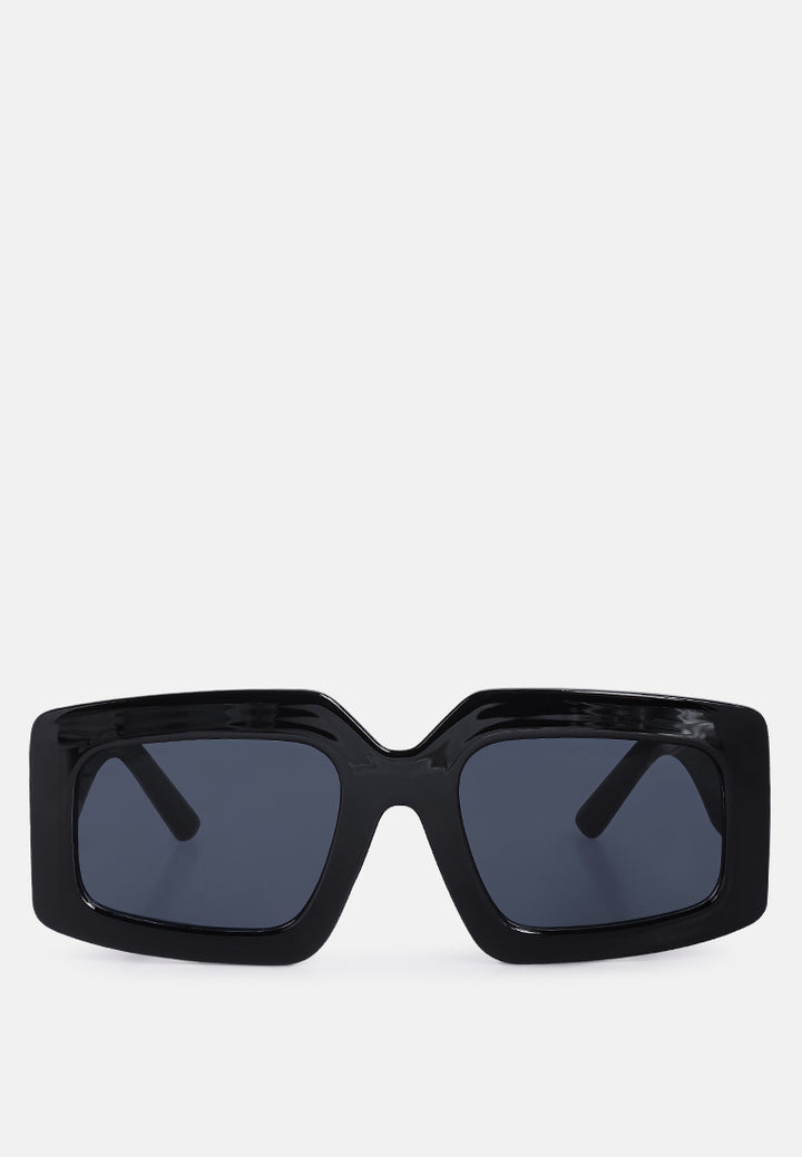 green designer stripe square sunglasses#color_black