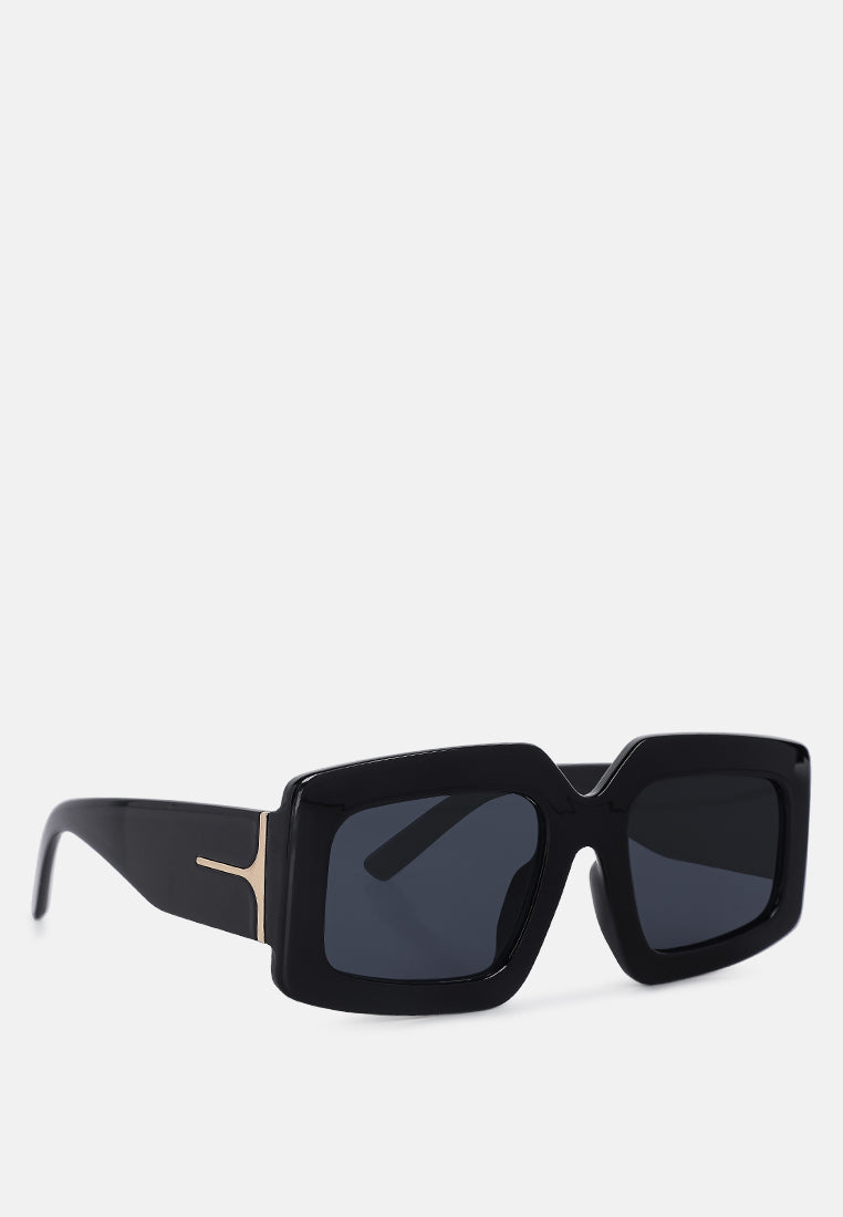 green designer stripe square sunglasses#color_black