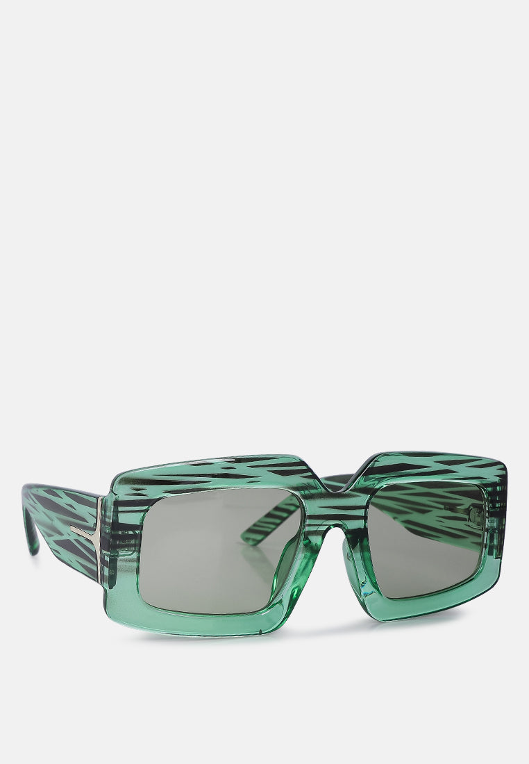 green designer stripe square sunglasses#color_green