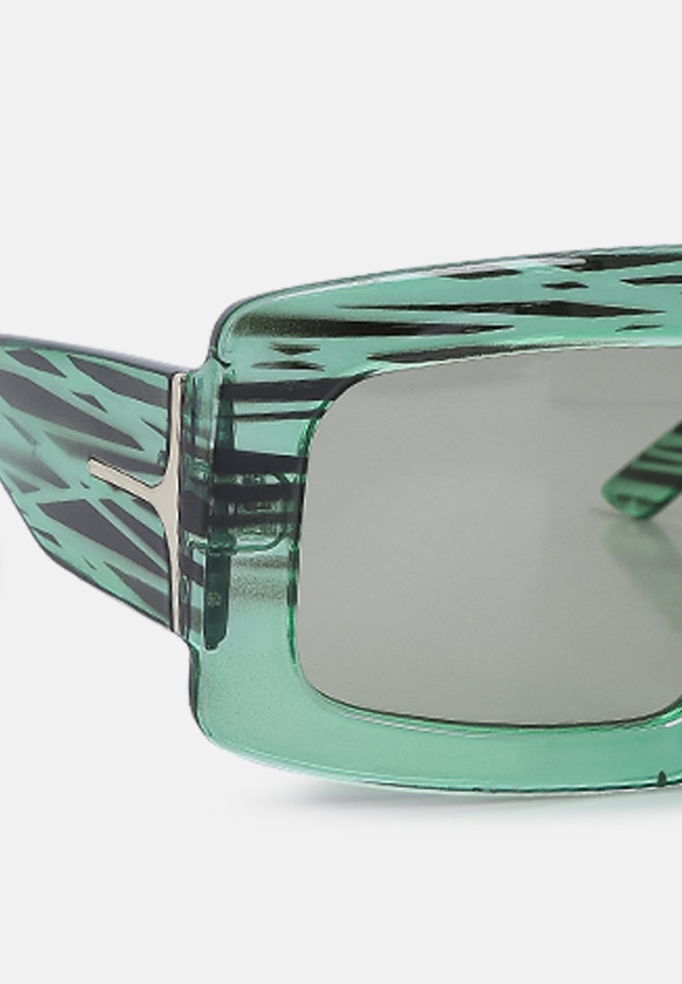 green designer stripe square sunglasses#color_green