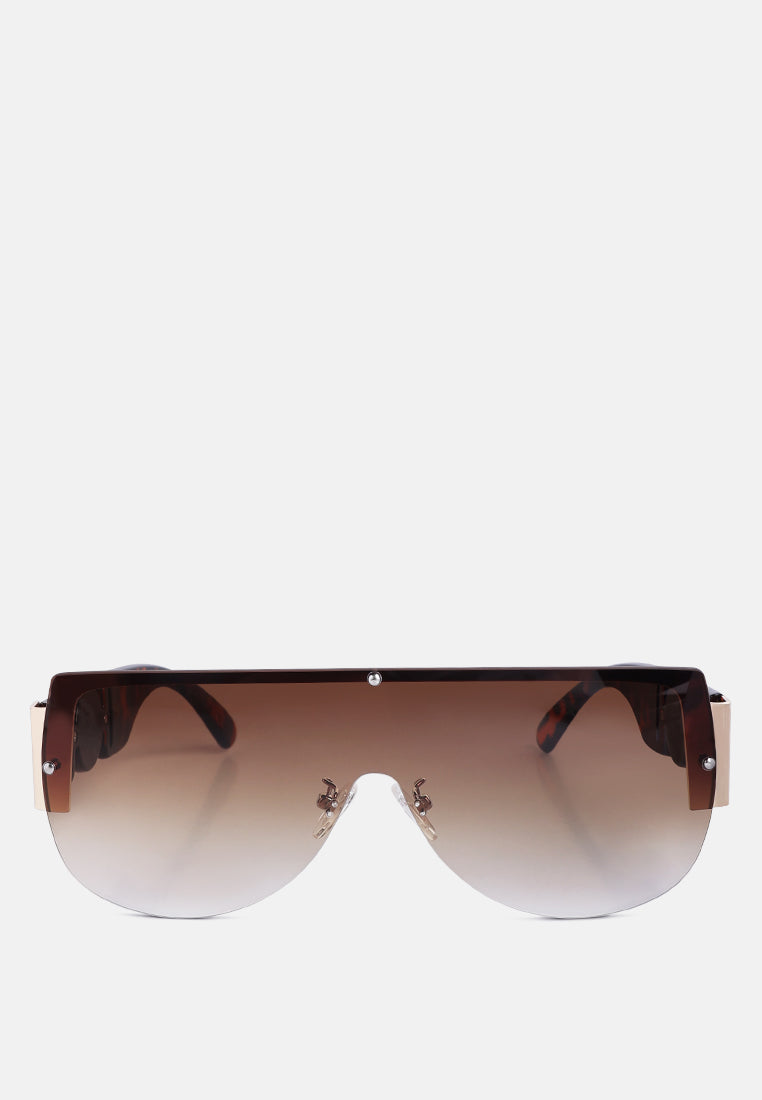 shield shaded oversized sunglasses#color_brown