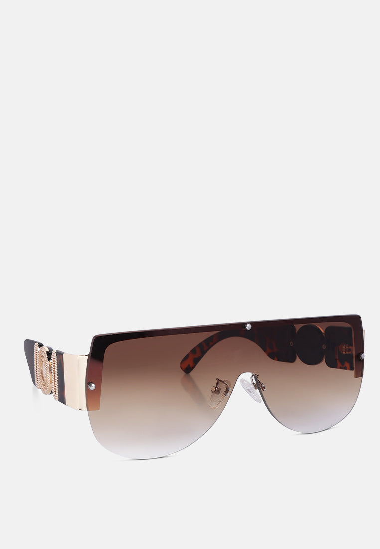 shield shaded oversized sunglasses#color_brown