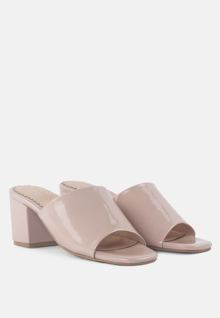 dumpllin patent faux leather slip-on block heel sandals by ruw#color_nude