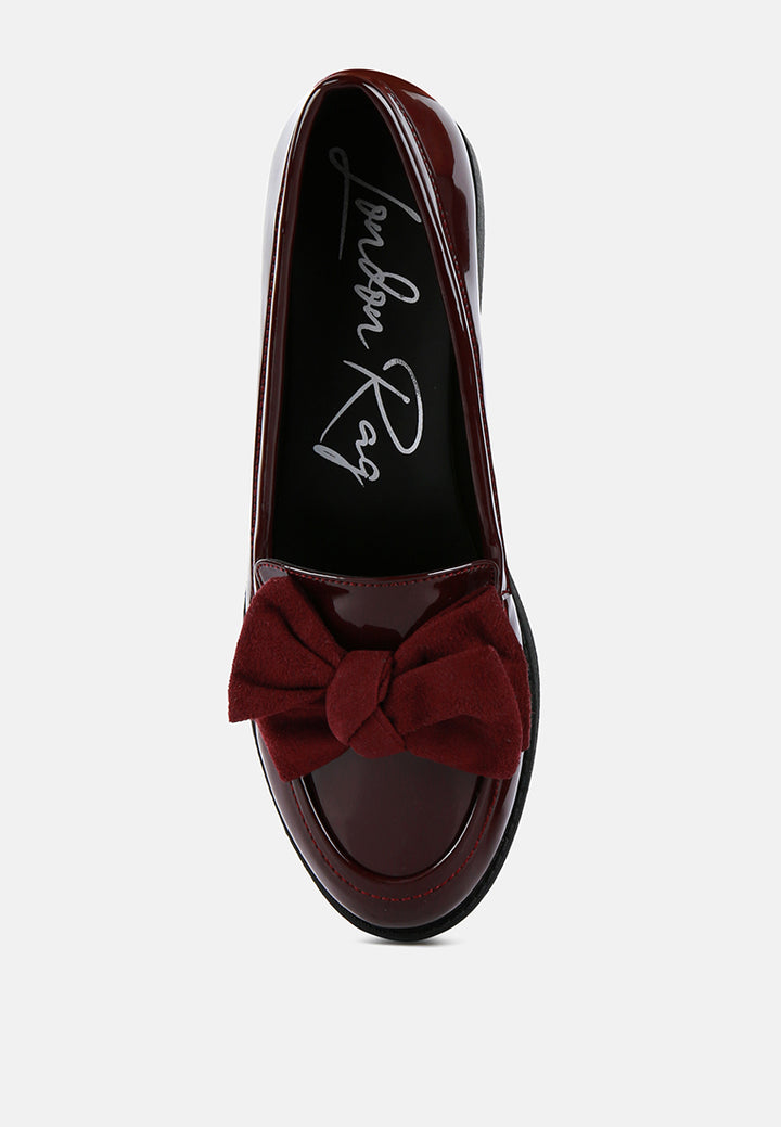 bowberry bow-tie patent loafers by rag#color_burgundy