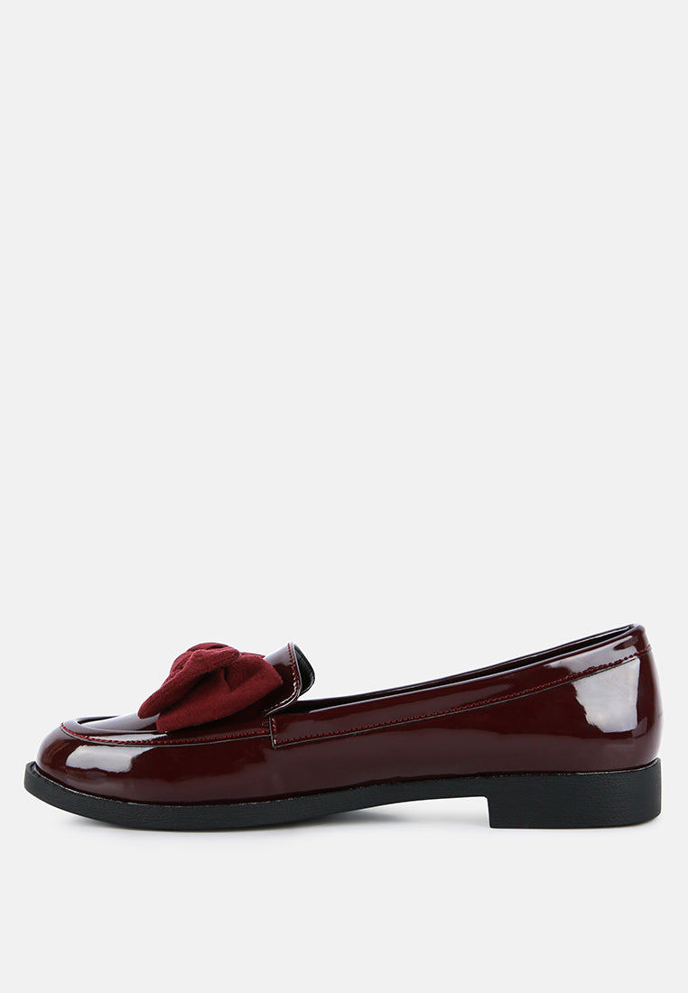 bowberry bow-tie patent loafers by rag#color_burgundy