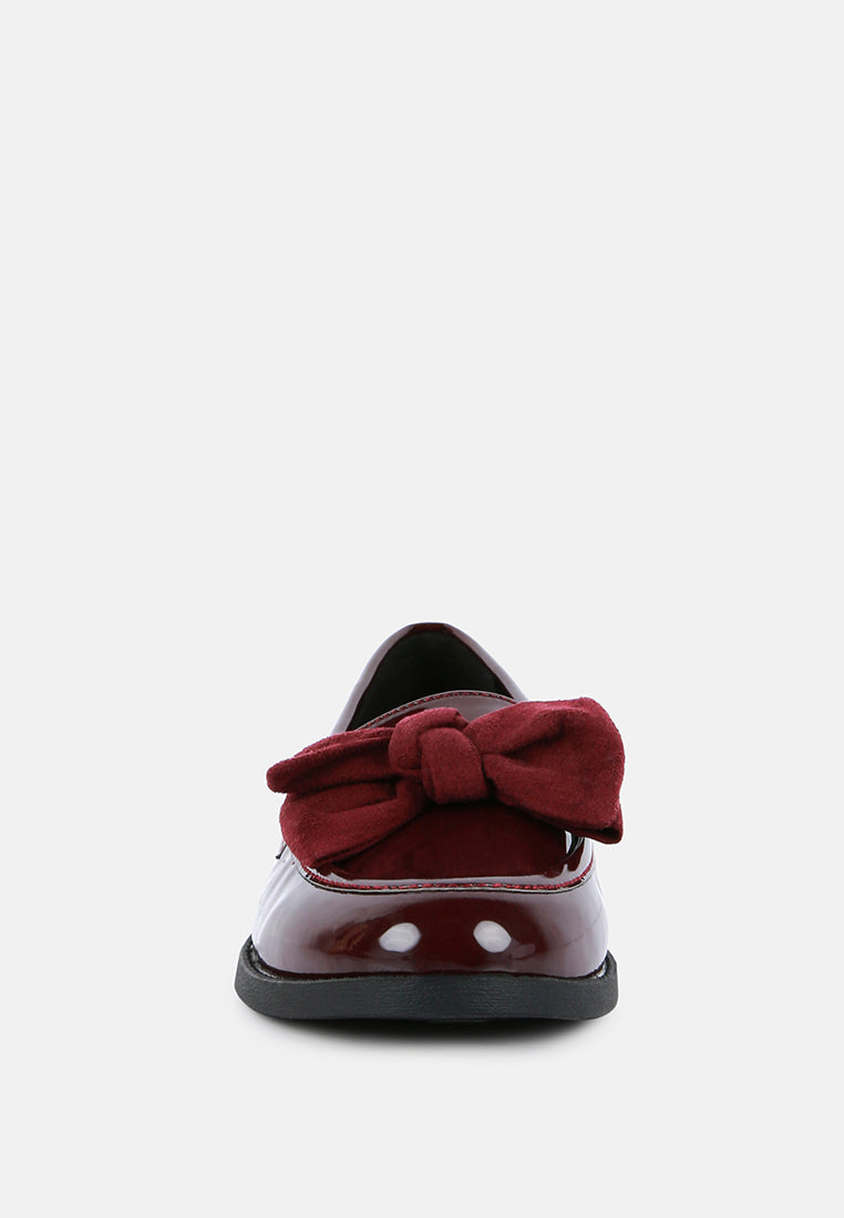 bowberry bow-tie patent loafers by ruw#color_burgundy