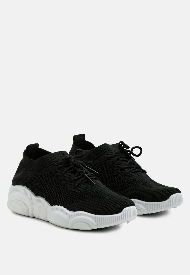 freestyle monotone knitted walking sneakers by mode#color_black