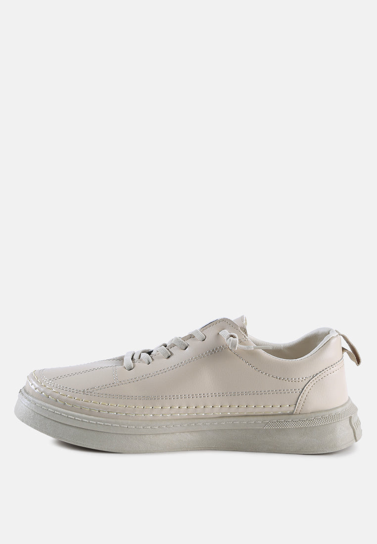 faux leather low top sneakers#color_khaki