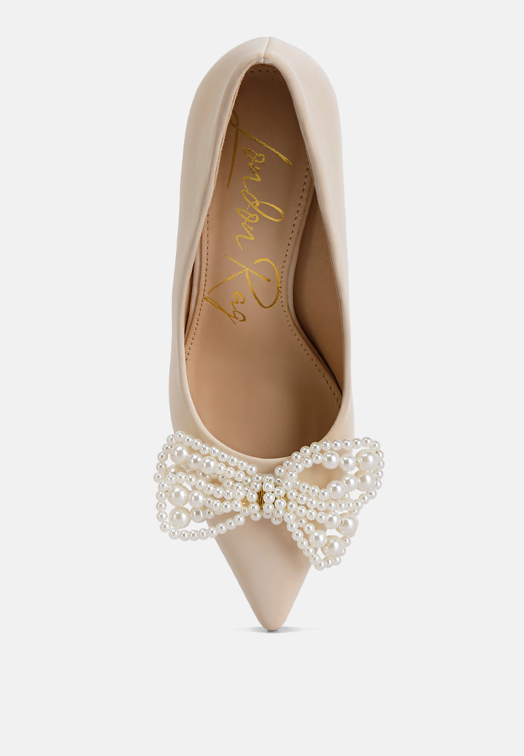 encon pearl embellished micro suede pumps by ruw#color_beige