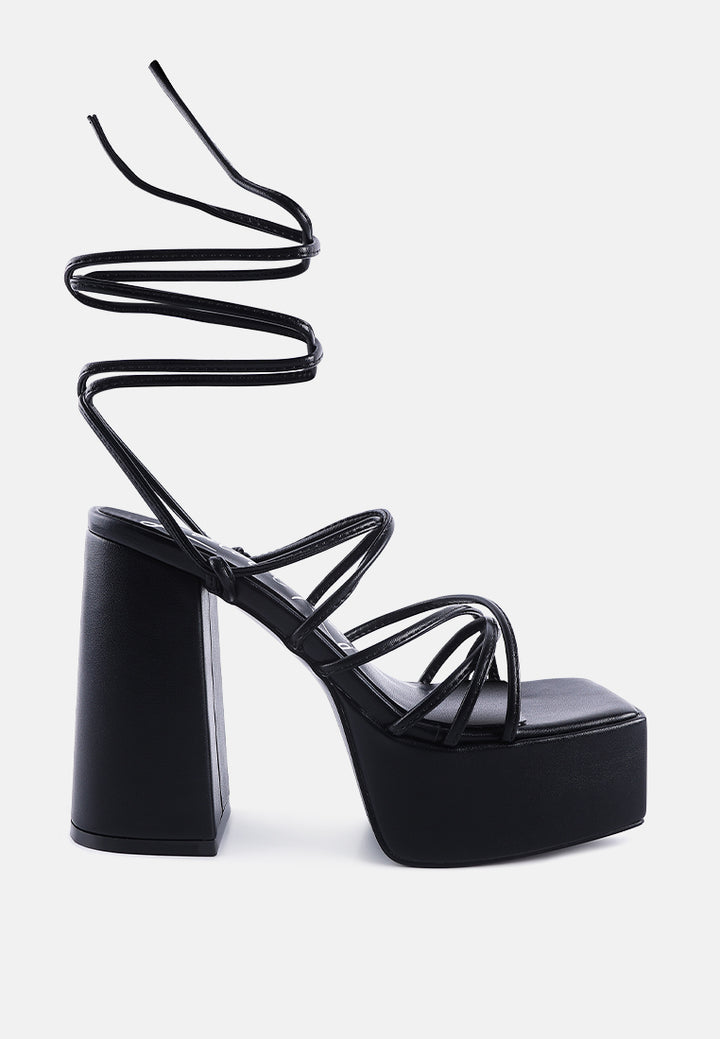 anvil metallic block heeled lace up sandals#color_black