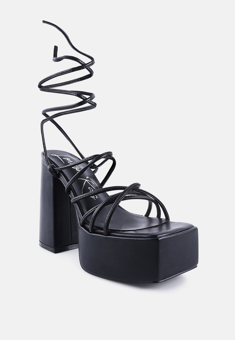 anvil metallic block heeled lace up sandals#color_black