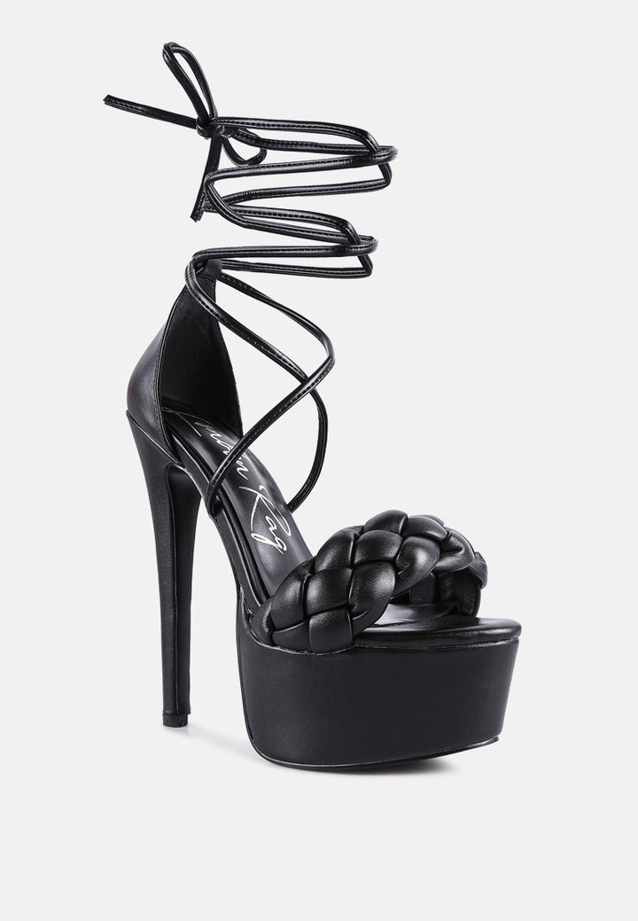 twerk tie-up braided high platform sandals#color_black