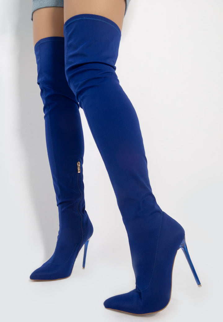 lolling long high heel boots#color_blue