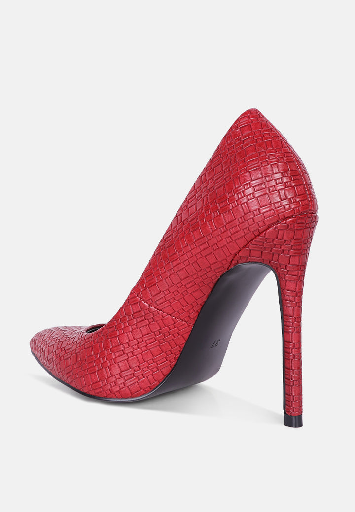 brinkles weave pattern high heel pumps by ruw#color_red