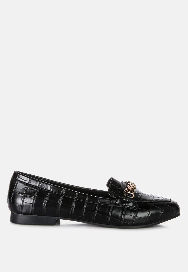bro zone croc metail chain loafers by rag#color_black