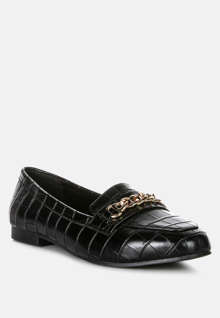 bro zone croc metail chain loafers by rag#color_black