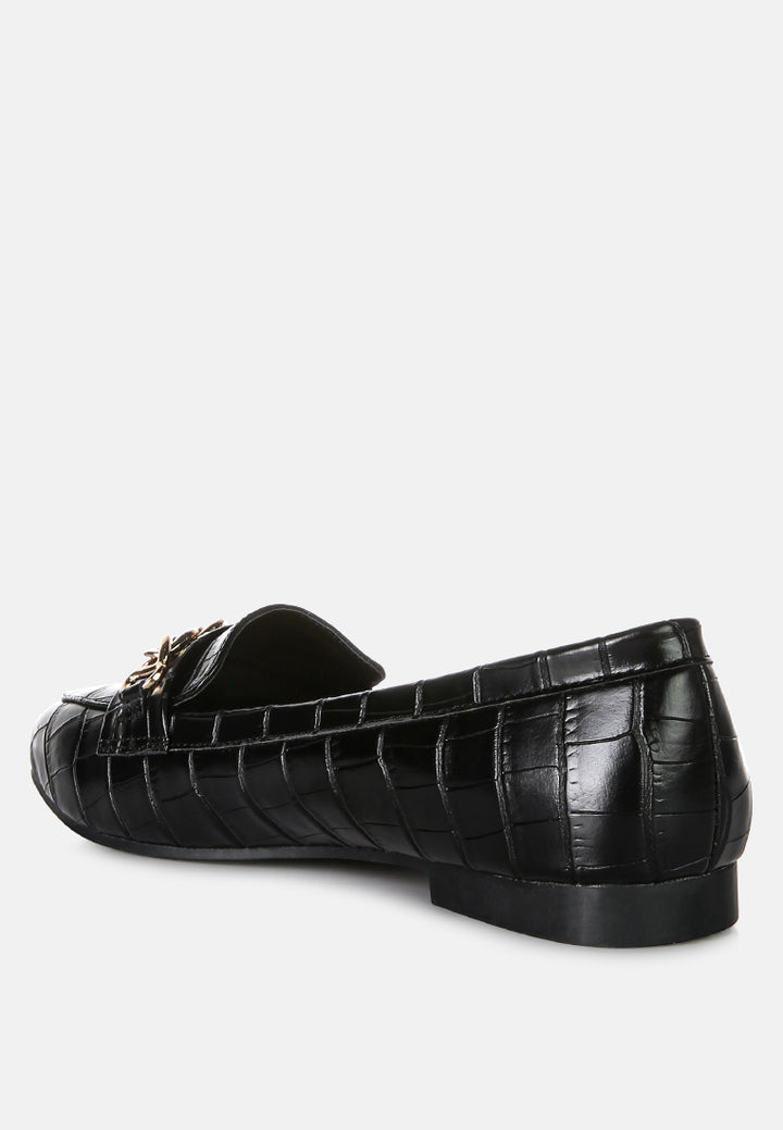 bro zone croc metail chain loafers by rag#color_black