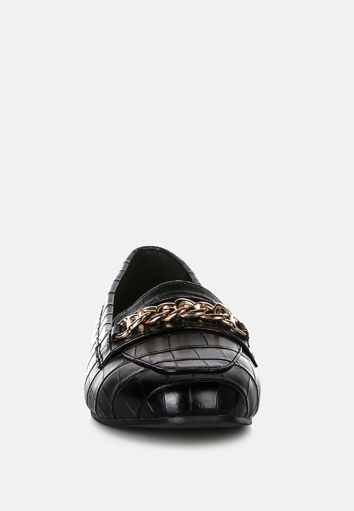 bro zone croc metail chain loafers by rag#color_black