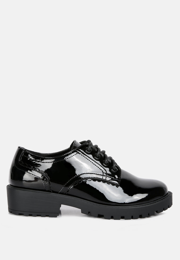 whittle patent lace up derby shoes#color_black