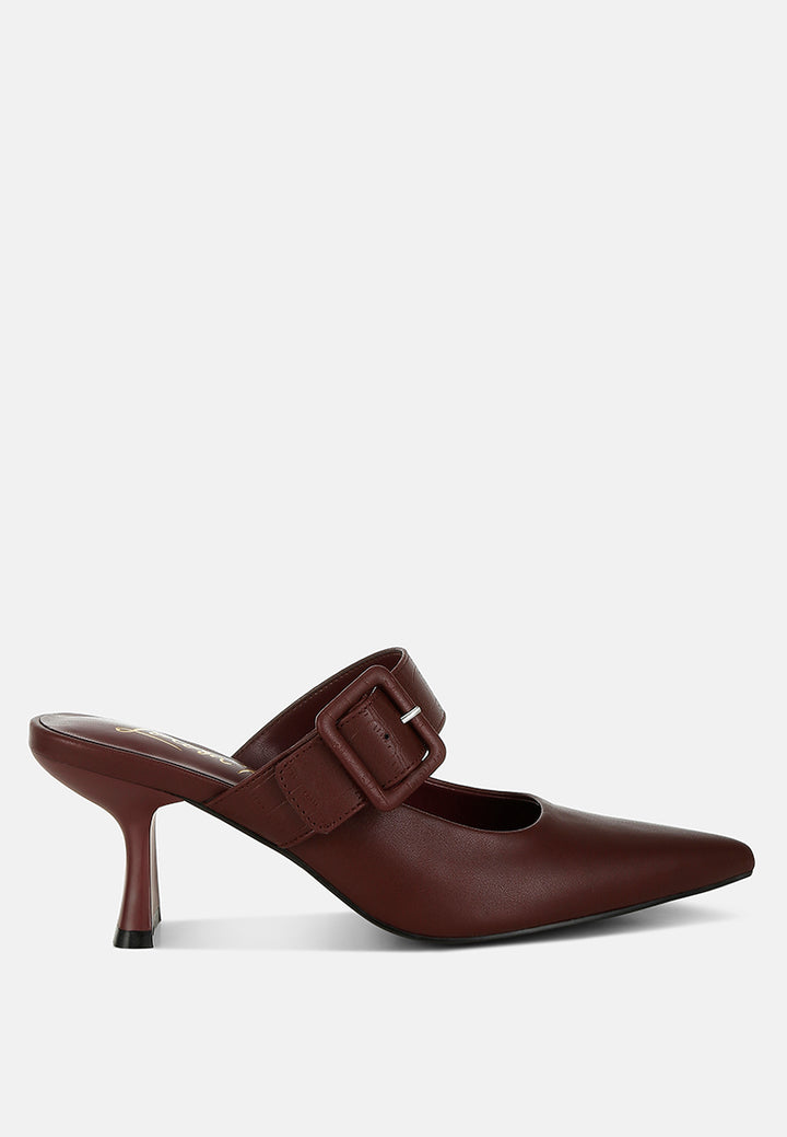 london rag women's slim block heel mules by motes#color_burgundy