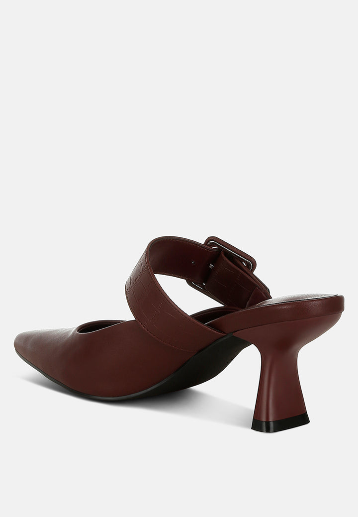 london rag women's slim block heel mules by motes#color_burgundy