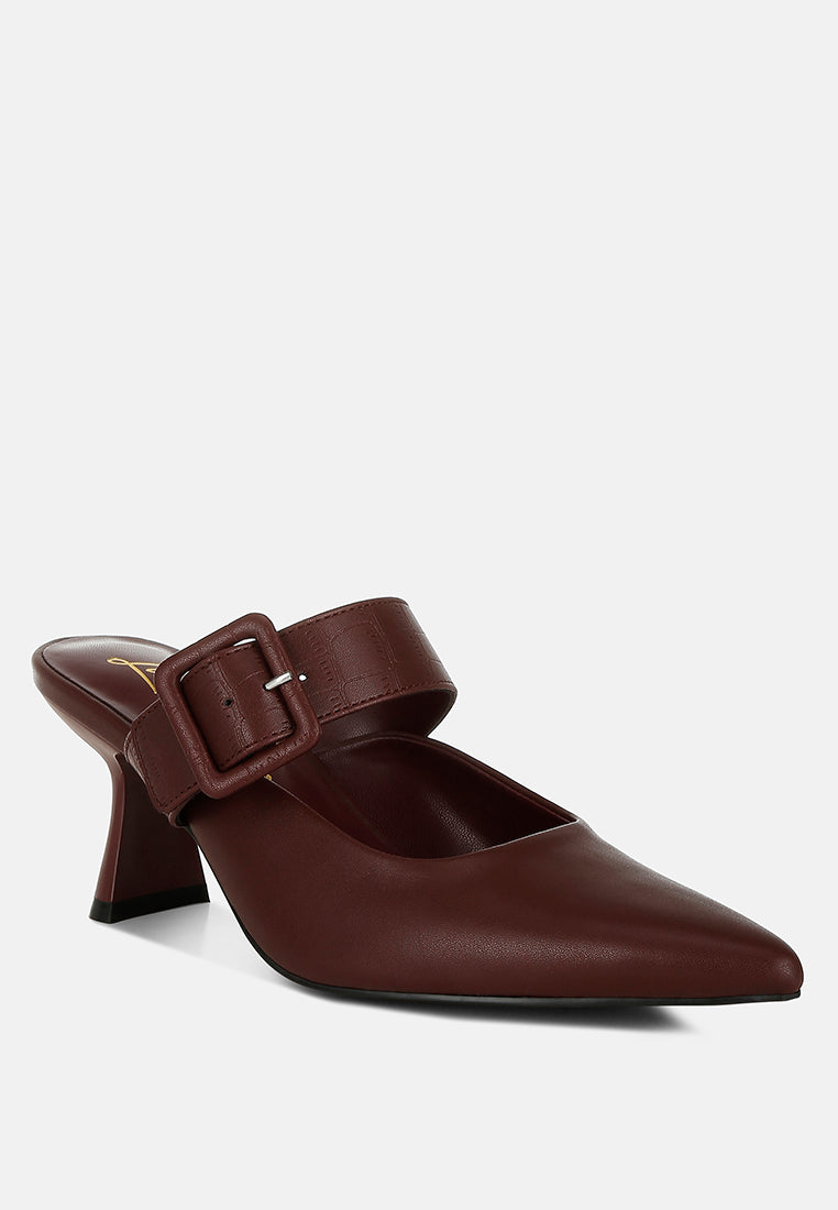 london rag women's slim block heel mules by motes#color_burgundy