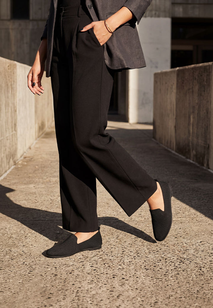 akili knit textile solid flats#color_black