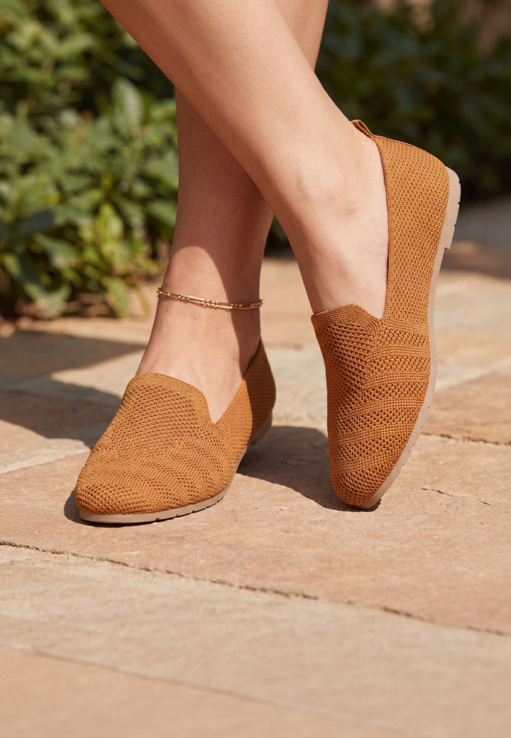 akili knit textile solid flats#color_tan