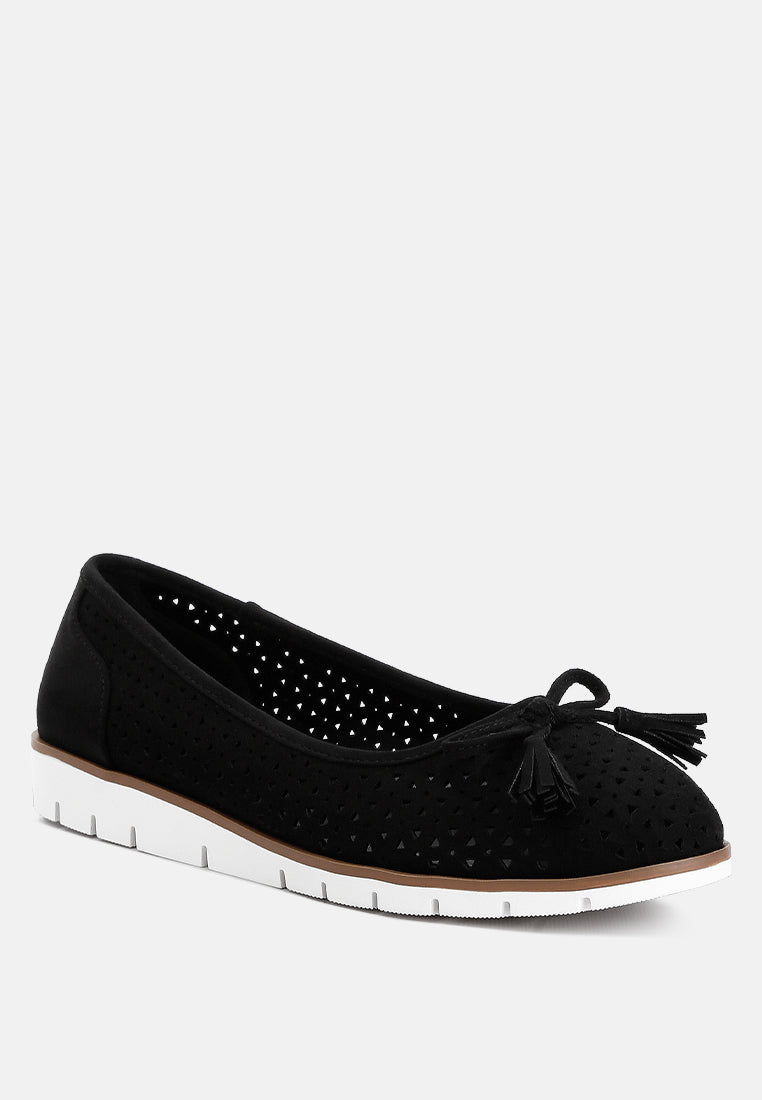 perforated leather ballerinas by ruw color_black