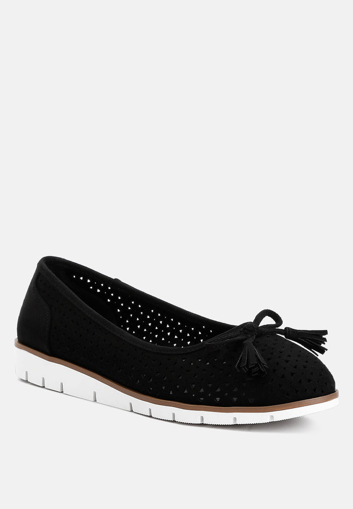 حذاء باليرينا من الجلد المثقوب من rag#color_black