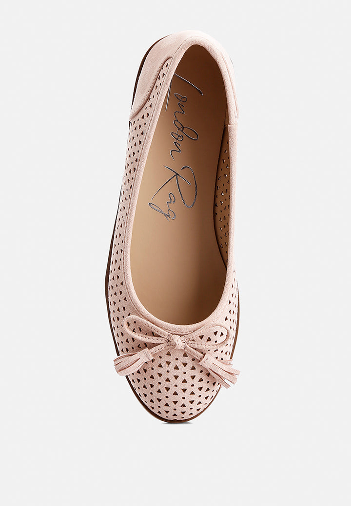perforated leather ballerinas by ruw color_blush