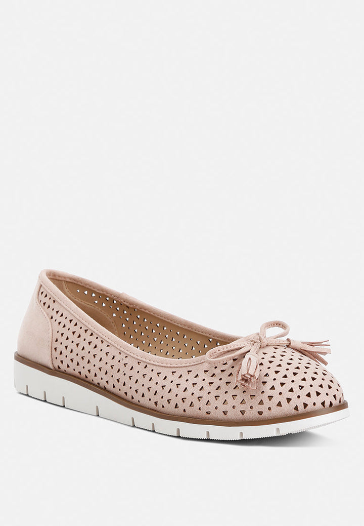perforated leather ballerinas by ruw color_blush