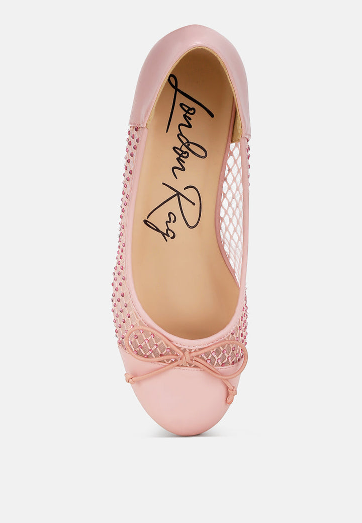 mesh ballerina pumps by rag#color_pink