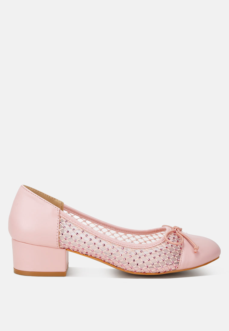 mesh ballerina pumps by rag#color_pink