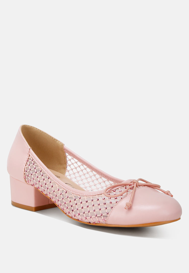 mesh ballerina pumps by rag#color_pink