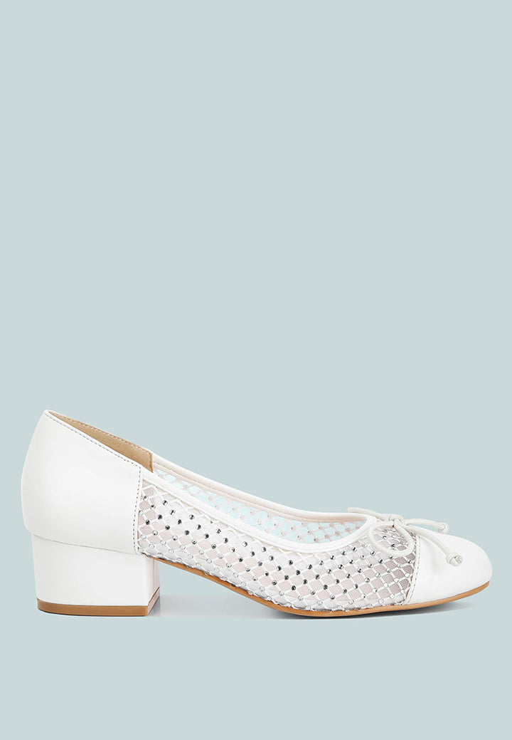 mesh ballerina pumps by rag#color_white