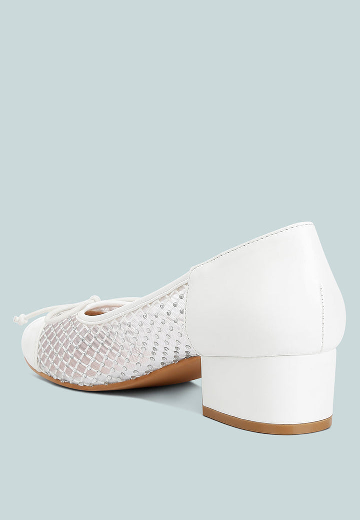 mesh ballerina pumps by rag#color_white