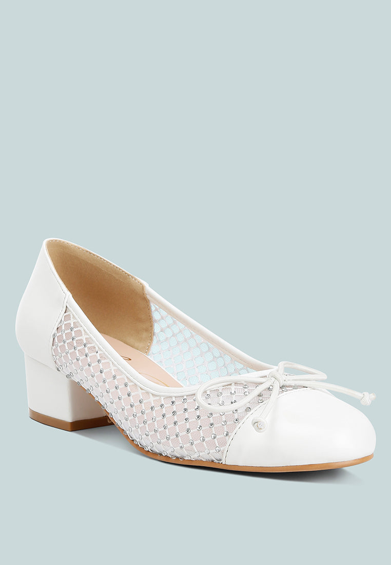 mesh ballerina pumps by rag#color_white