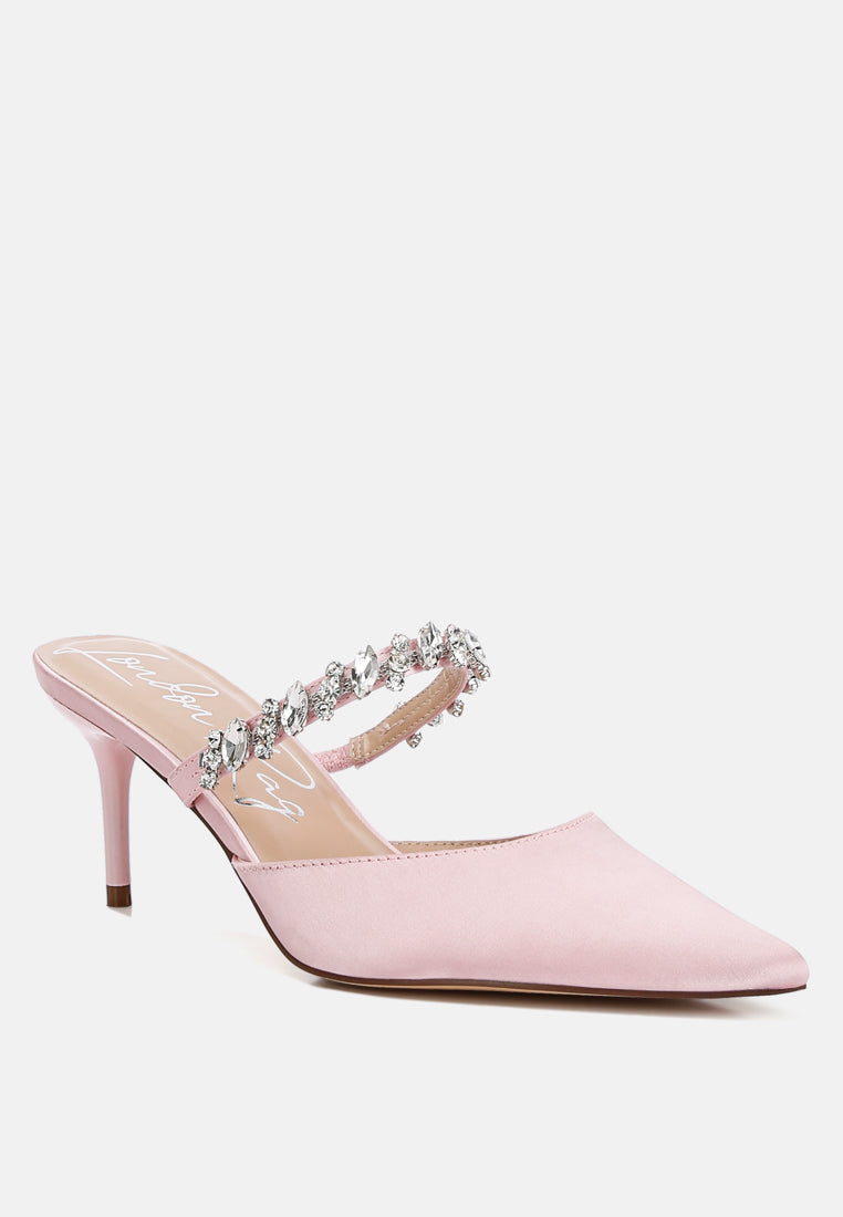 diamante stiletto mules sandal by ruw color_blush