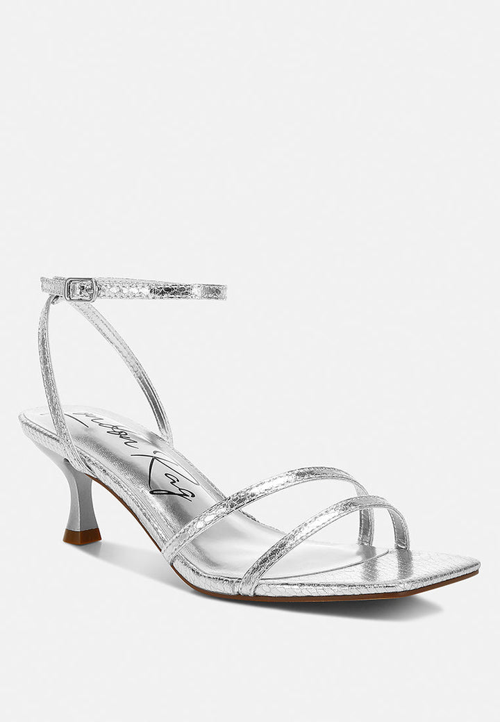 faux leather strappy sandals by ruw color_silver