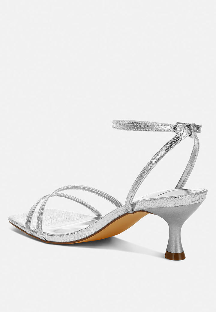 faux leather strappy sandals by ruw color_silver