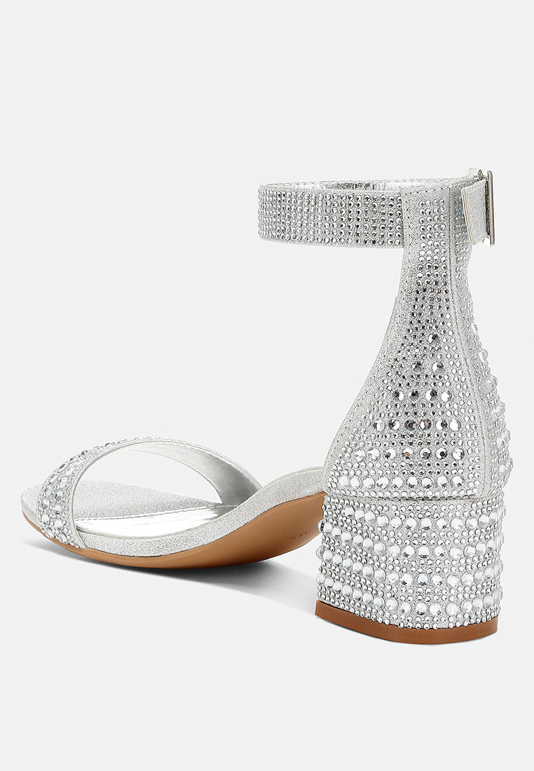 rhinestones embellished block sandals by rag#color_silver