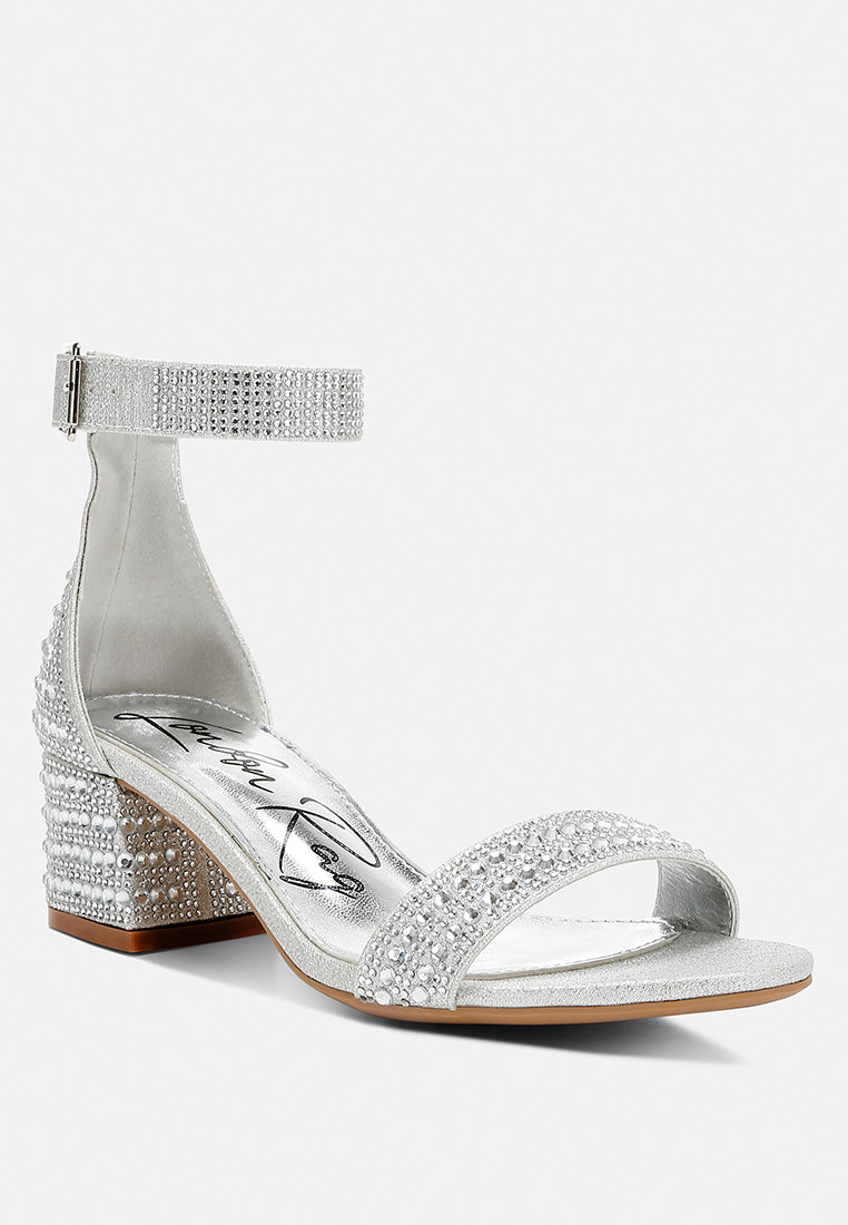 rhinestones embellished block sandals by rag#color_silver