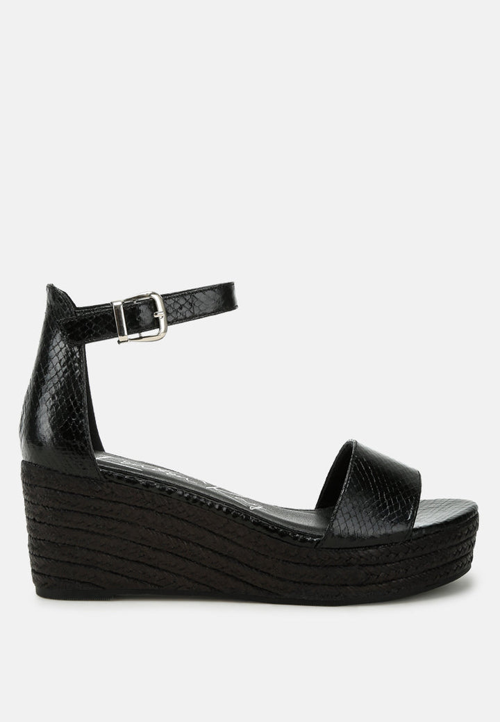 faux leather snake wedge espadrilles by rag#color_black