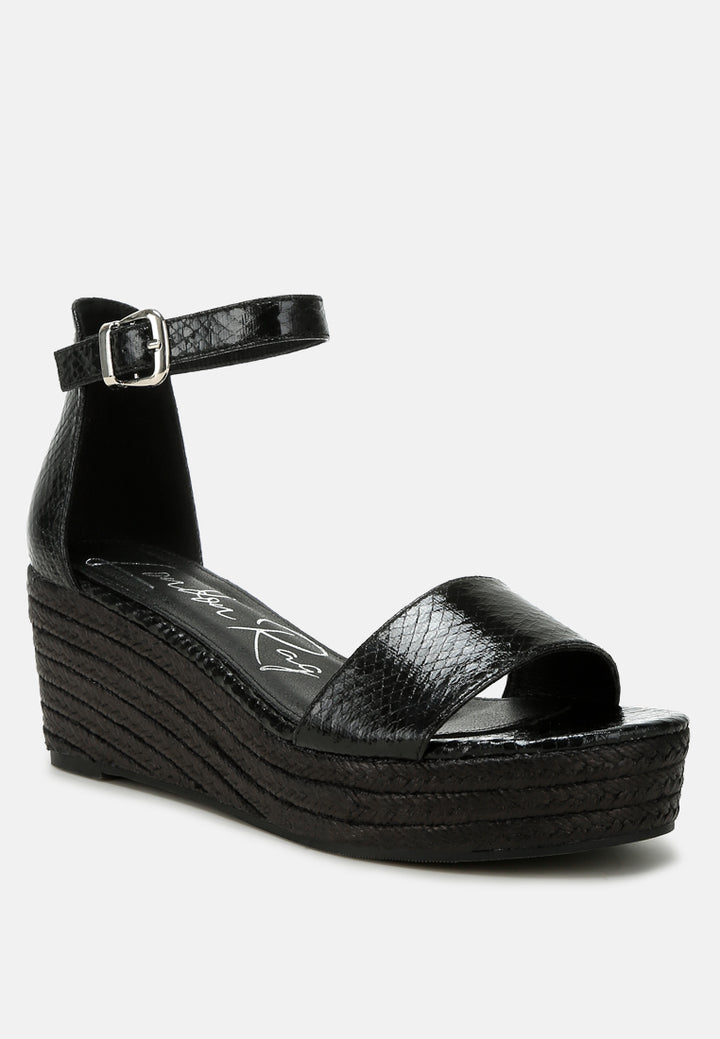faux leather snake wedge espadrilles by ruw color_black