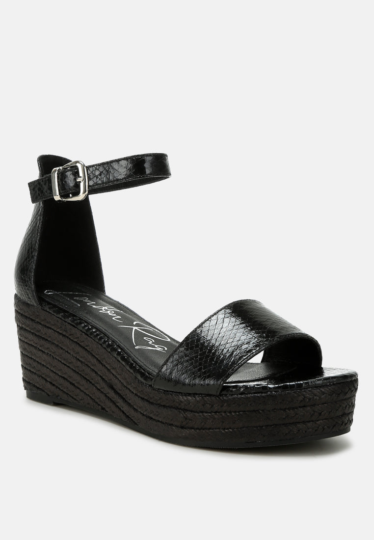 faux leather snake wedge espadrilles by rag#color_black