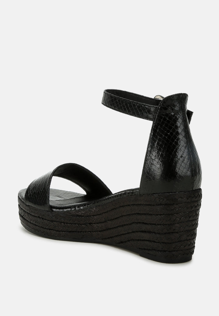 faux leather snake wedge espadrilles by ruw color_black
