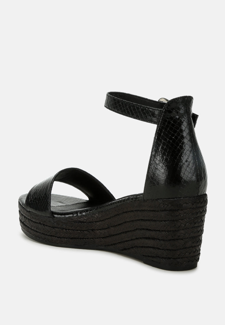 faux leather snake wedge espadrilles by rag#color_black