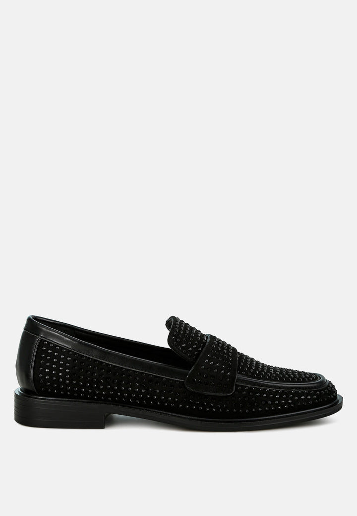 rhinestones embellished loafers by rag#color_black