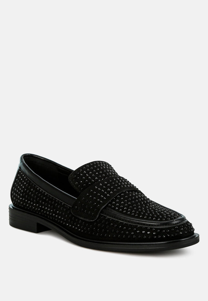 rhinestones embellished loafers by rag#color_black